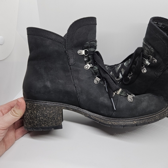 Aetrex Joleen heeled ankle boots black with gray woven detail EU 40 US 9-9.5 - Picture 7 of 13